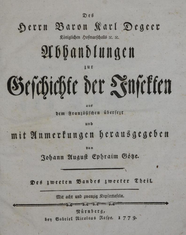 Große Abbildung Nr.2: 136-1544 De Geer,C.: (Zoologie, Insekten)