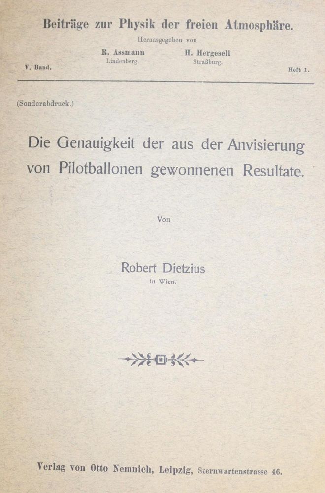 Große Abbildung Nr.1: 136-1578 Dietzius,R.: (Verschiedene Gebiete - Varia, Aeronautik)