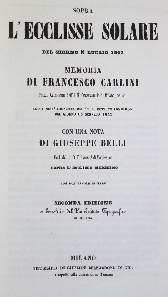 Große Abbildung Nr.1: 136-1584 Carlini,F.: (Verschiedene Gebiete - Varia, Astronomie)