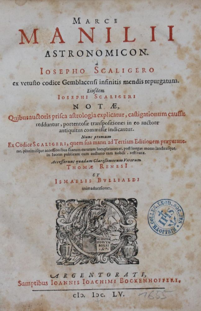 Große Abbildung Nr.1: 136-1589 Manilius,M.: (Verschiedene Gebiete - Varia, Astronomie)