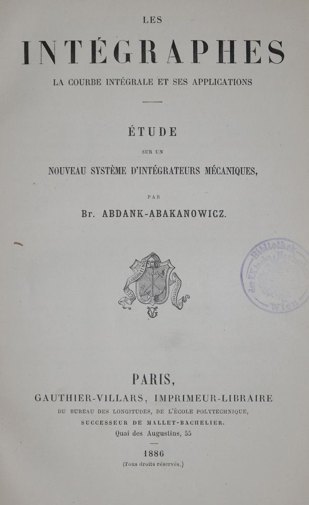 Große Abbildung Nr.1: 136-1659 Abdank-Abakanowicz,B.: (Verschiedene Gebiete - Varia, Mathematik)