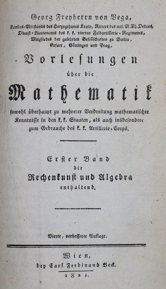 Große Abbildung Nr.1: 136-1677 Vega,G.v.: (Verschiedene Gebiete - Varia, Mathematik)
