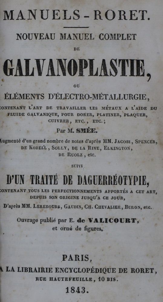 Große Abbildung Nr.2: 136-1694 Smee,A. u. E. de Valicourt.: (Verschiedene Gebiete - Varia, Physik, Elektrizität)