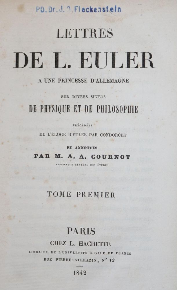 Große Abbildung Nr.1: 136-1695 Euler,L.: (Verschiedene Gebiete - Varia, Physik)