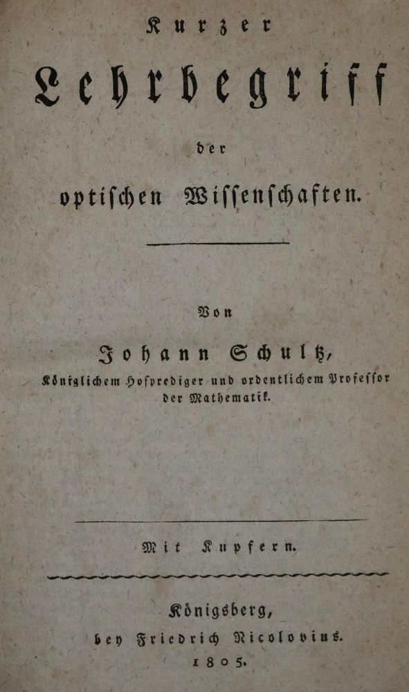 Große Abbildung Nr.1: 136-1699 Schultz,J.F.: (Verschiedene Gebiete - Varia, Physik, Optik)