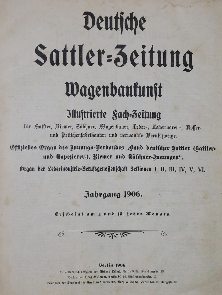 Große Abbildung Nr.11: 136-1709 Deutsche Sattler-Zeitung.: (Verschiedene Gebiete - Varia, Sattlerei)
