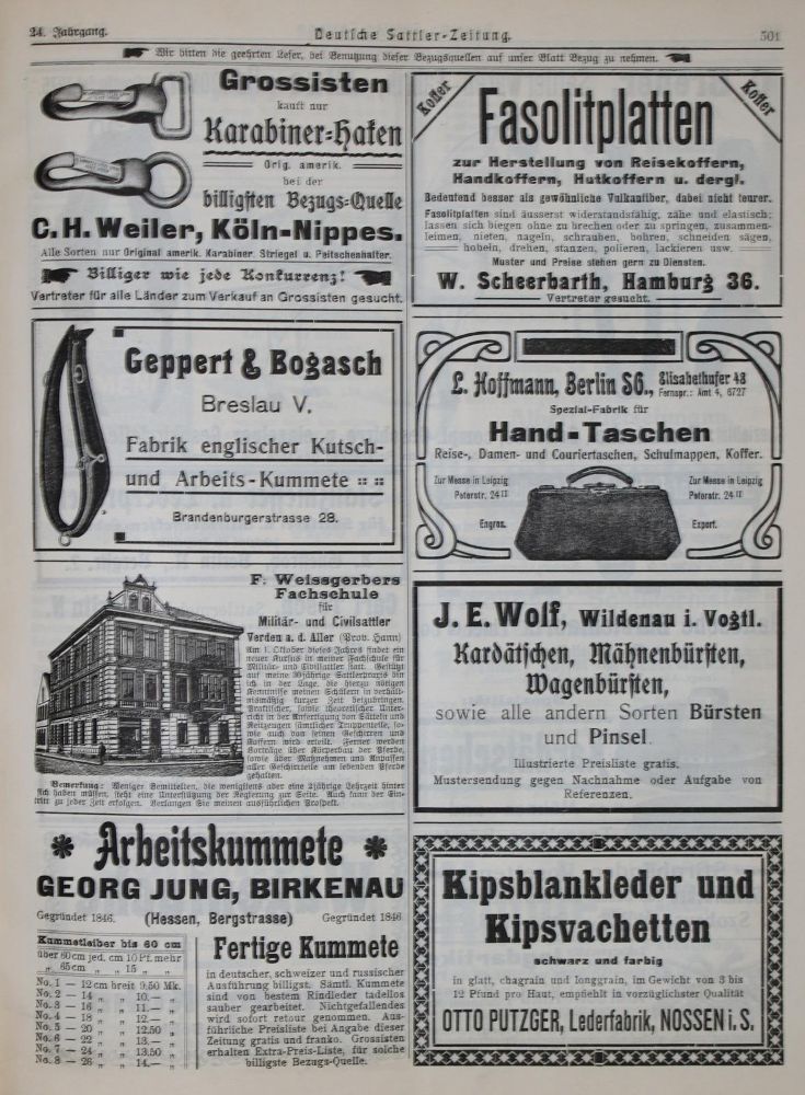 Große Abbildung Nr.13: 136-1709 Deutsche Sattler-Zeitung.: (Verschiedene Gebiete - Varia, Sattlerei)