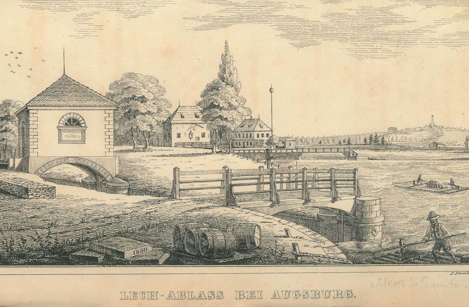 Große Abbildung Nr.1: 136-1724 Kollmann,F.J.: (Verschiedene Gebiete - Varia, Wasserwirtschaft, Augsburg)