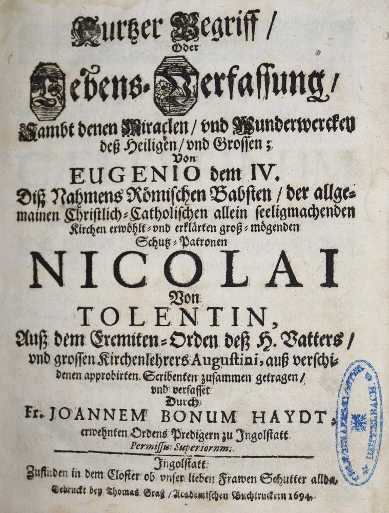 Große Abbildung Nr.1: 136-185 Haydt,J.B.: (Alte Drucke, Handschriften und Theologie)