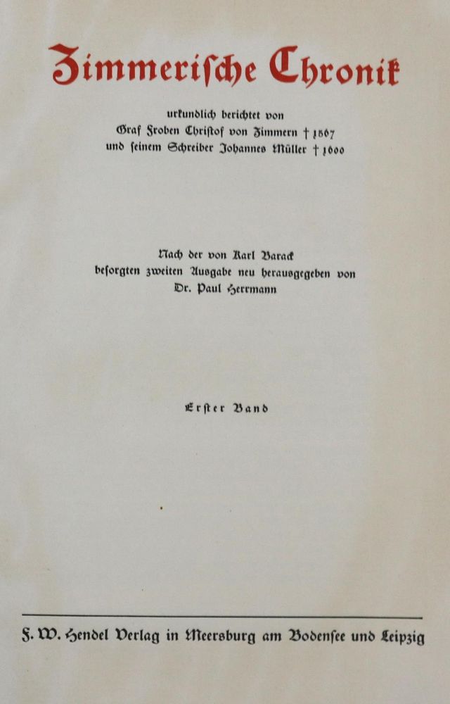 Große Abbildung Nr.1: 136-1988 Zimmern, Graf Froben u.a.: (Deutschland)