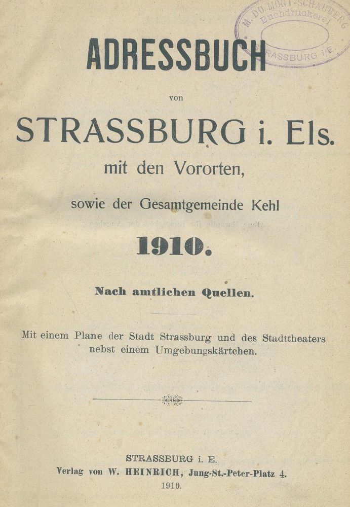 Große Abbildung Nr.1: 136-2010 Adressbuch: (Frankreich, Straßburg)