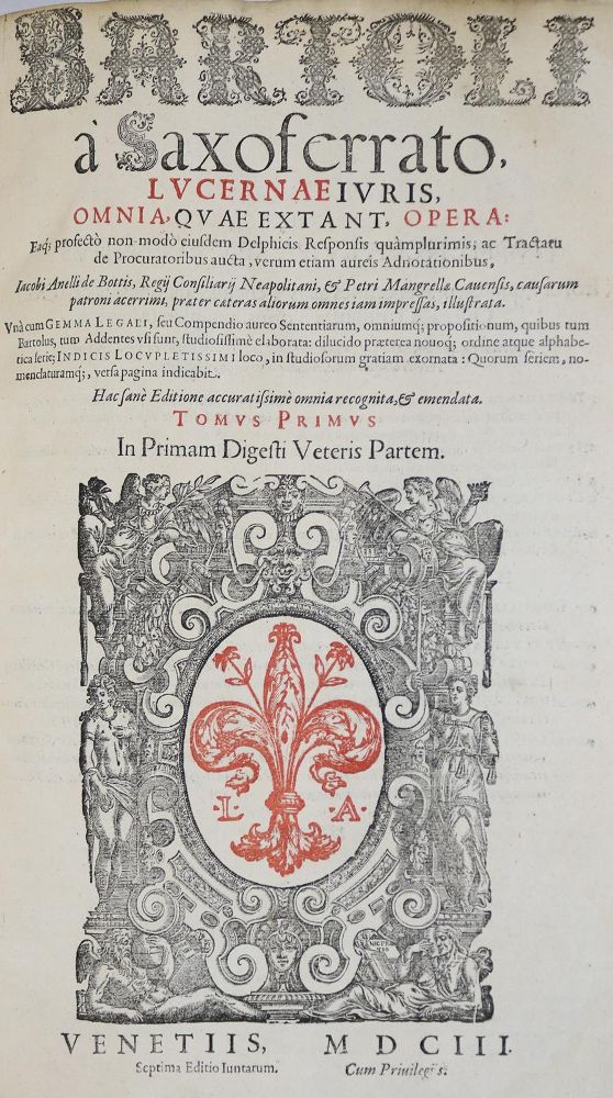 Große Abbildung Nr.1: 136-21 Bartolus de Saxoferrato.: (Alte Drucke, Handschriften und Theologie)
