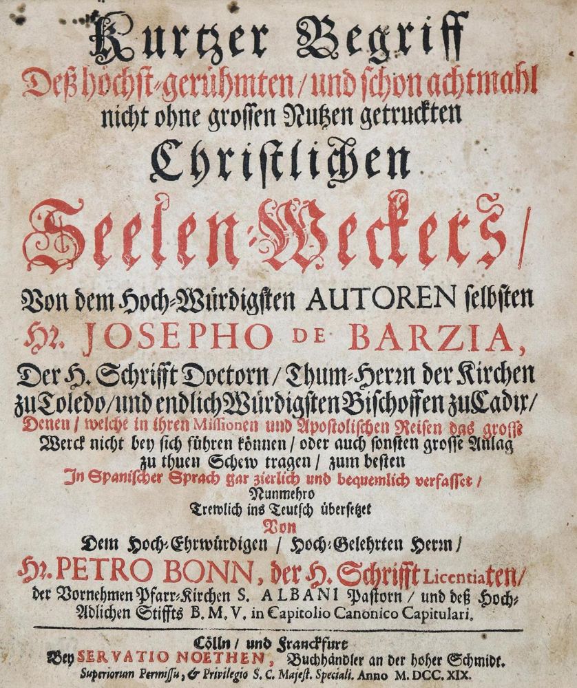 Große Abbildung Nr.1: 136-22 Barzia y Zambrana,J.: (Alte Drucke, Handschriften und Theologie)