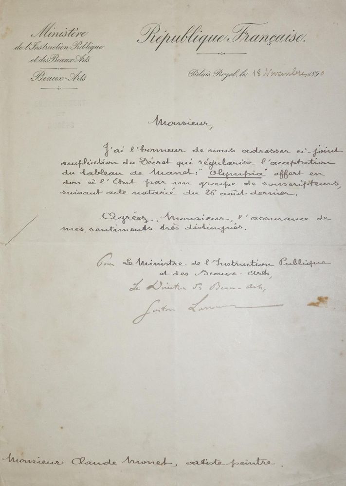 Große Abbildung Nr.1: 136-2207 Monet, Claude,: (Autographen)