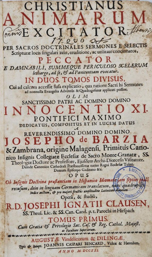 Große Abbildung Nr.1: 136-23 Barzia y Zambrana,J.de.: (Alte Drucke, Handschriften und Theologie)