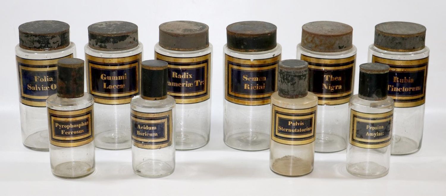 Große Abbildung Nr.1: 136-2416 Apothekerdose, Zehn Stück,: (Glas, Pharmazie)