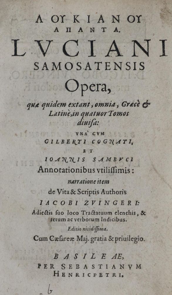 Große Abbildung Nr.1: 136-245 Lukian von Samosata.: (Alte Drucke, Handschriften und Theologie)