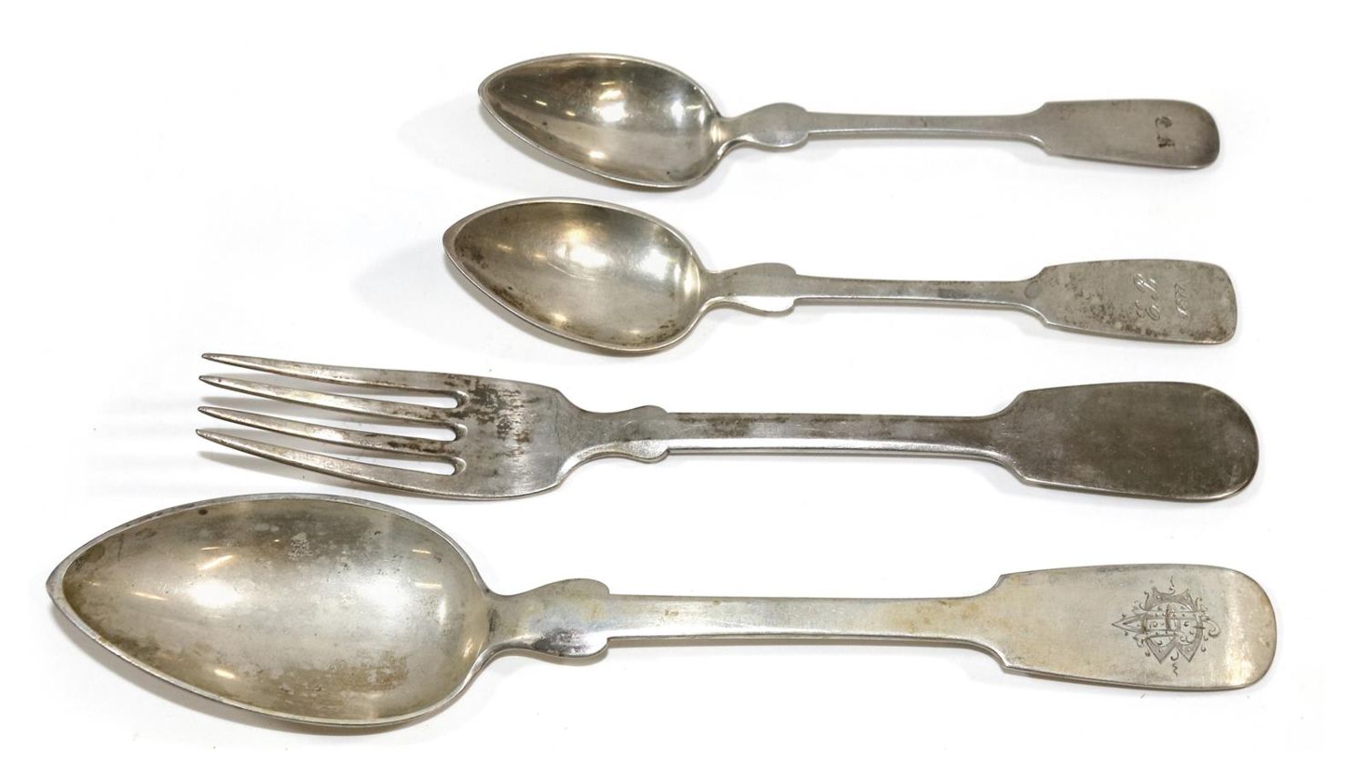 Große Abbildung Nr.1: 136-2554 Biedermeier Silberbesteck: (Silber)