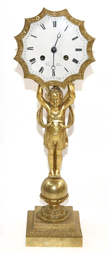 Große Abbildung Nr.1: 136-2612 Feine Bronze-doré-Kaminuhr.: (Uhren, Kaminuhr.)