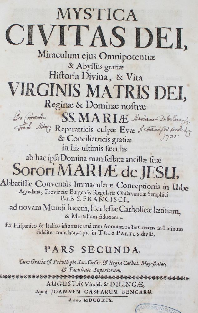Große Abbildung Nr.1: 136-263 Maria de Jesus de Agreda.: (Alte Drucke, Handschriften und Theologie)