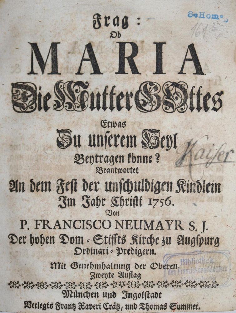 Große Abbildung Nr.1: 136-283 Neumayr,F.: (Alte Drucke, Handschriften und Theologie)