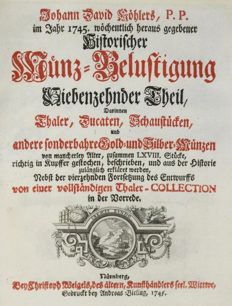 Große Abbildung Nr.1: 136-286 Köhler,J.D.: (Numismatik u. Siegelkunde, Medaillen)