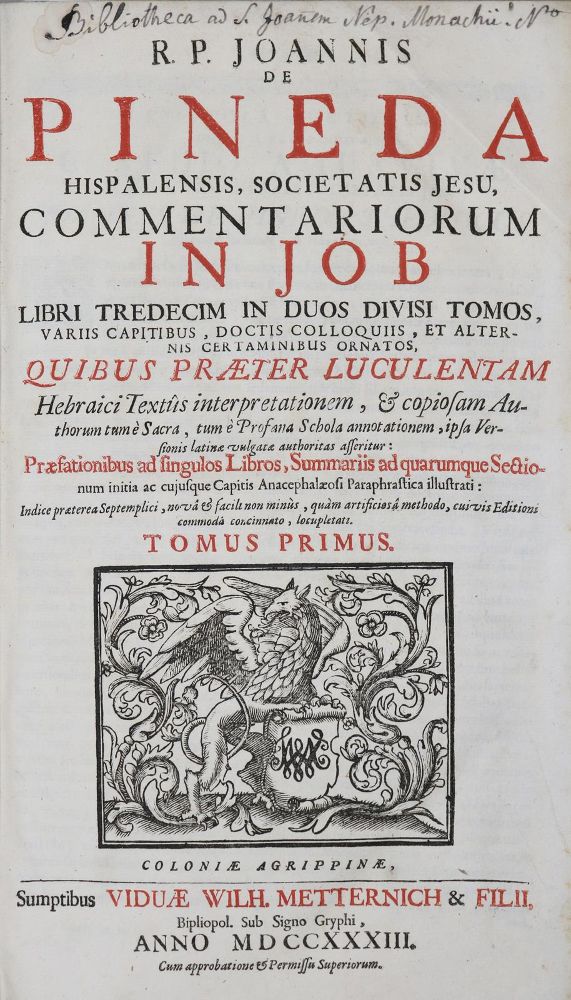 Große Abbildung Nr.1: 136-301 Pineda,J.: (Alte Drucke, Handschriften und Theologie)