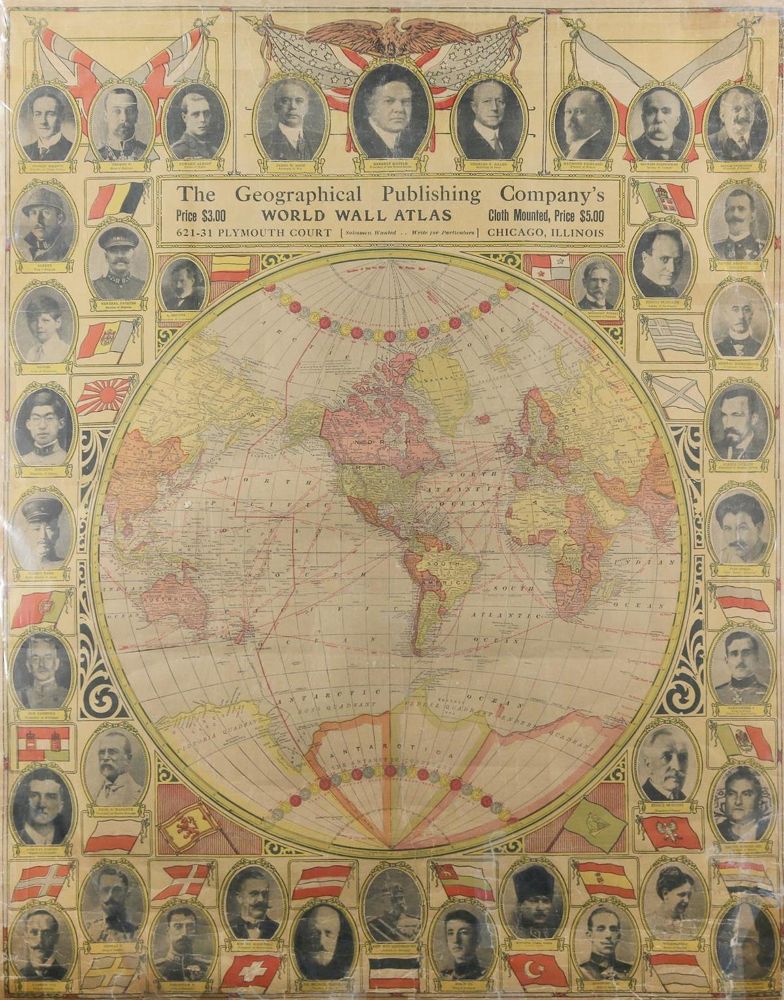 Große Abbildung Nr.1: 136-3155 Weltkarte in einer Hemisphäre.: (Ausland, Weltkarten)