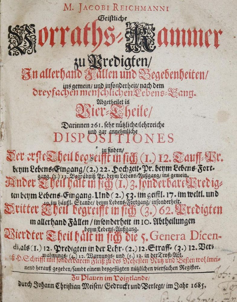 Große Abbildung Nr.1: 136-316 Reichmann,J.: (Alte Drucke, Handschriften und Theologie)