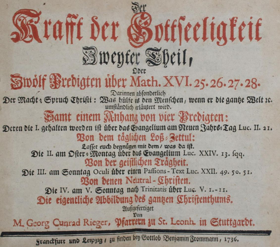 Große Abbildung Nr.1: 136-318 Rieger,G.C.: (Alte Drucke, Handschriften und Theologie)
