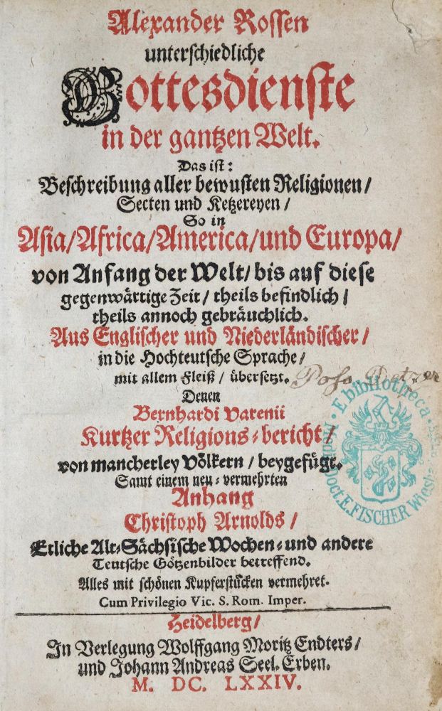 Große Abbildung Nr.1: 136-321 Ross,A.: (Alte Drucke, Handschriften und Theologie)