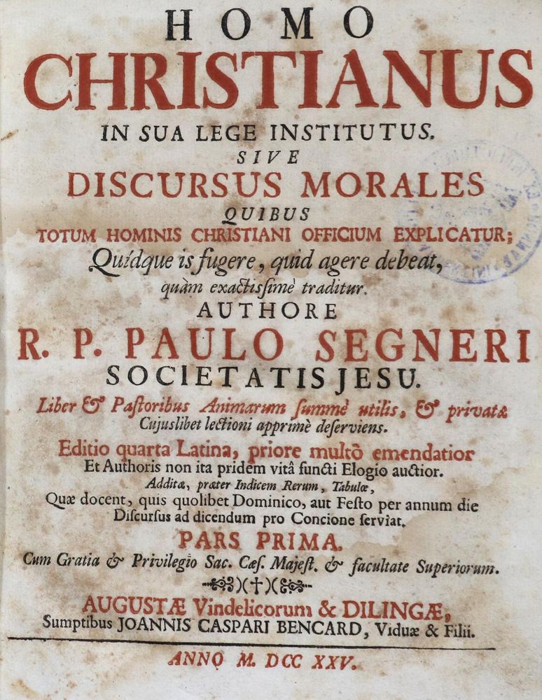 Große Abbildung Nr.2: 136-340 Segner,P.: (Alte Drucke, Handschriften und Theologie)