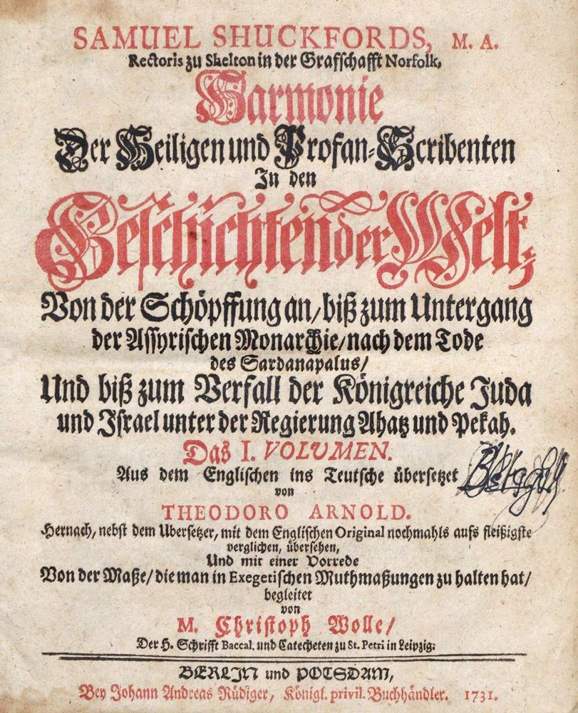 Große Abbildung Nr.2: 136-344 Shuckford,S.: (Alte Drucke, Handschriften und Theologie)