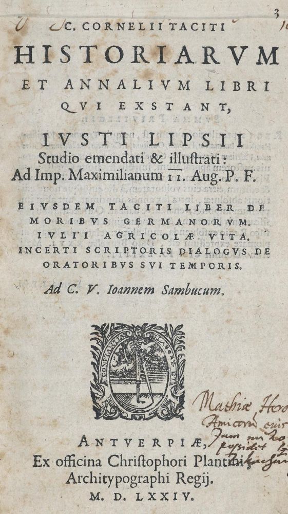 Große Abbildung Nr.1: 136-351 Tacitus,C.C.: (Alte Drucke, Handschriften und Theologie)