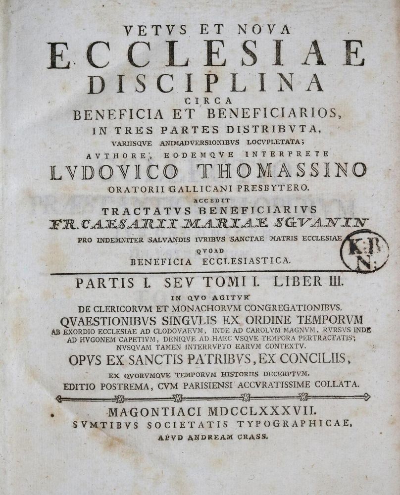 Große Abbildung Nr.1: 136-357 Thomassin,L.: (Alte Drucke, Handschriften und Theologie)