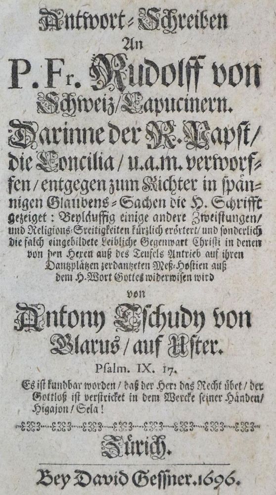 Große Abbildung Nr.1: 136-368 Tschudy,A.: (Alte Drucke, Handschriften und Theologie)