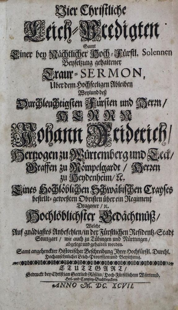 Große Abbildung Nr.4: 136-373 Vier Christliche Leich-Predigten,: (Alte Drucke, Handschriften und Theologie)
