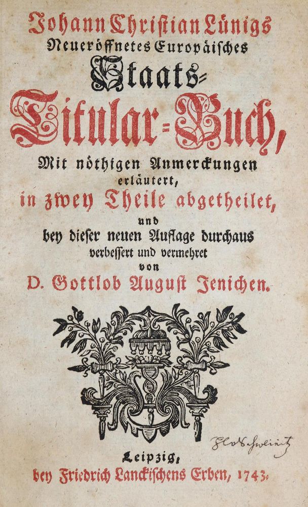 Große Abbildung Nr.1: 136-403 Lünig,J.C.: (Politik und Staatswissenschaften)