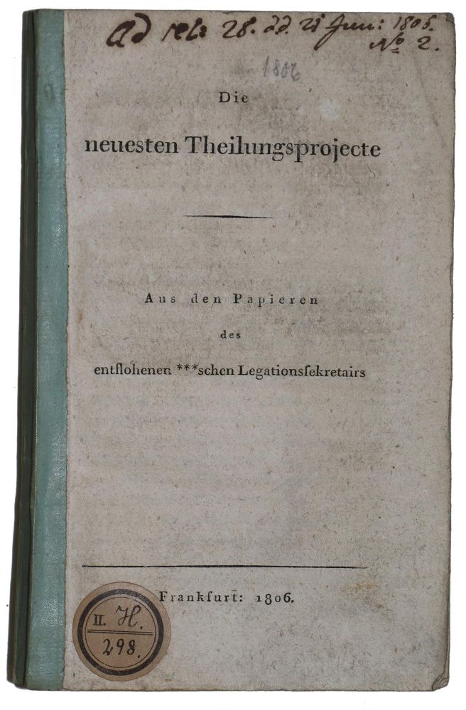 Große Abbildung Nr.1: 136-405 Neuesten Theilungsprojecte, Die.: (Politik und Staatswissenschaften)