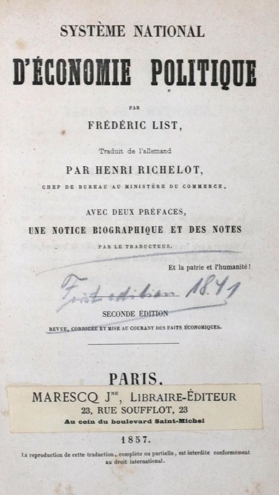 Große Abbildung Nr.1: 136-421 List,F.: (Wirtschaft)
