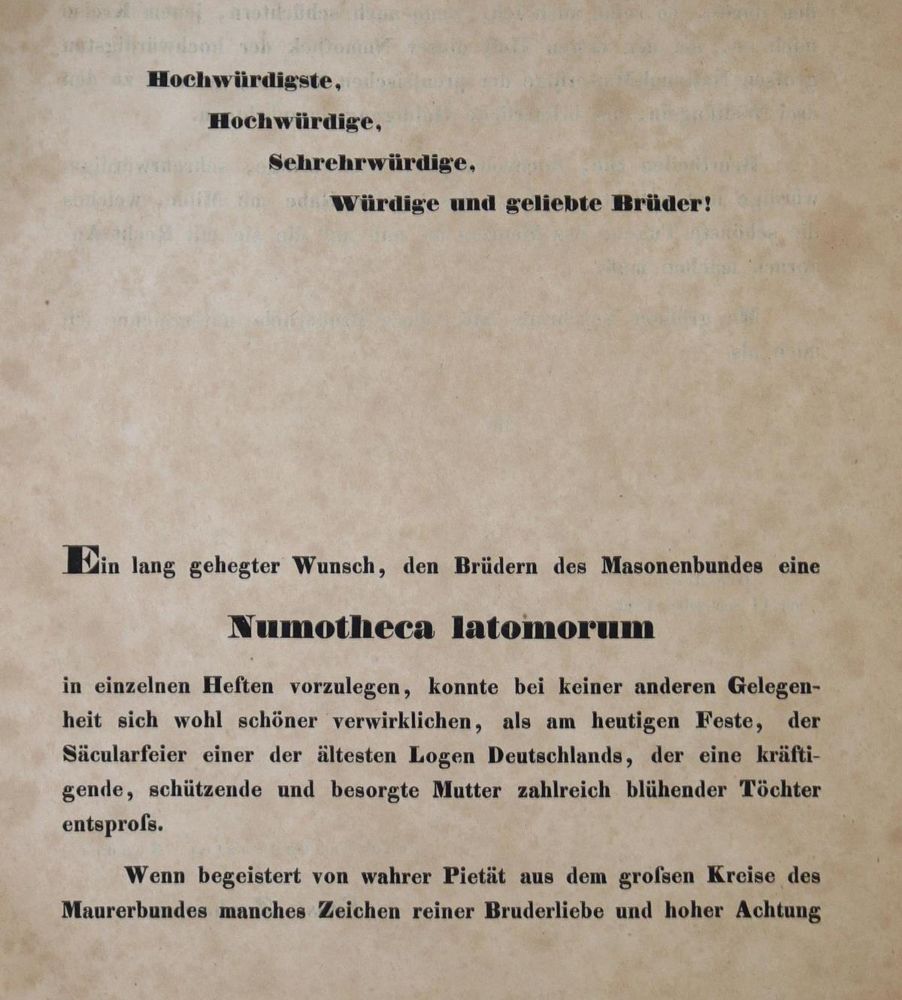 Große Abbildung Nr.1: 136-436 (Zacharias, E.).: (Freimaurerei, Numismatik u. Siegelkunde)