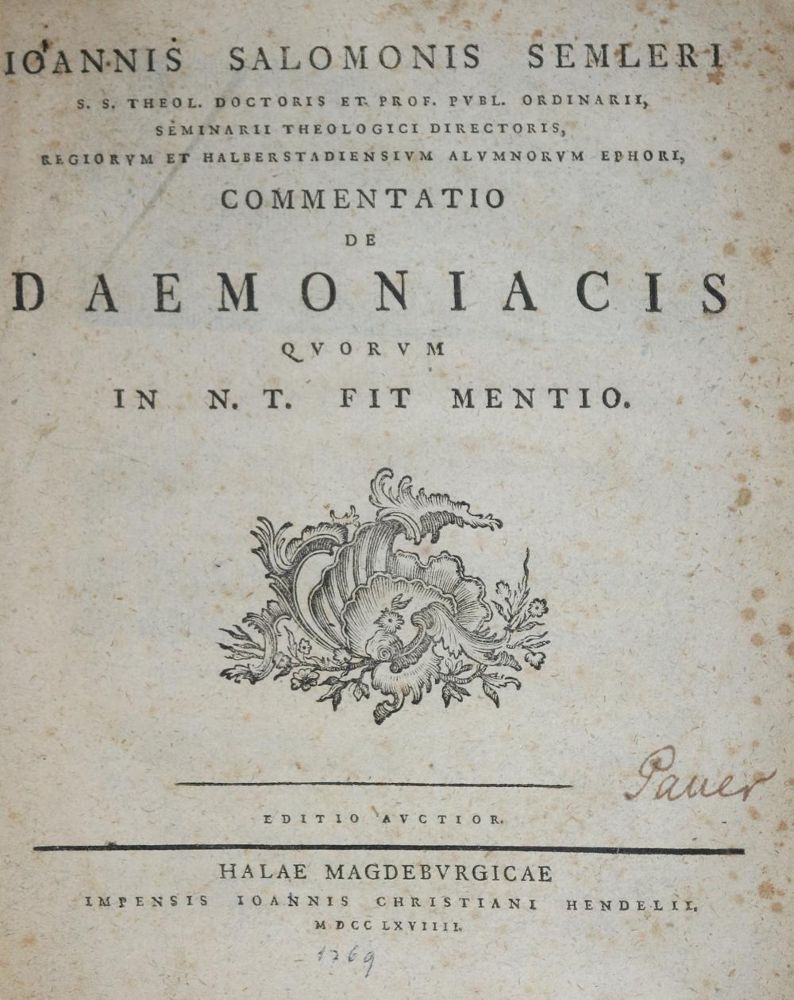 Große Abbildung Nr.1: 136-439 Semler,J.S.: (Grenzwissenschaften und Okkultismus)