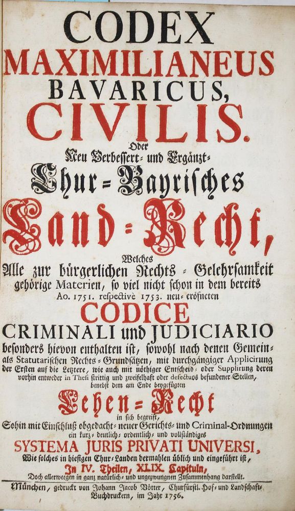 Große Abbildung Nr.1: 136-452 (Kreittmayr,W.X.A.v. Hrsg.).: (Juridica und Kriminologie, Bayern)