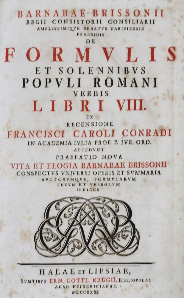 Große Abbildung Nr.1: 136-457 Brissonius,B.: (Juridica und Kriminologie)