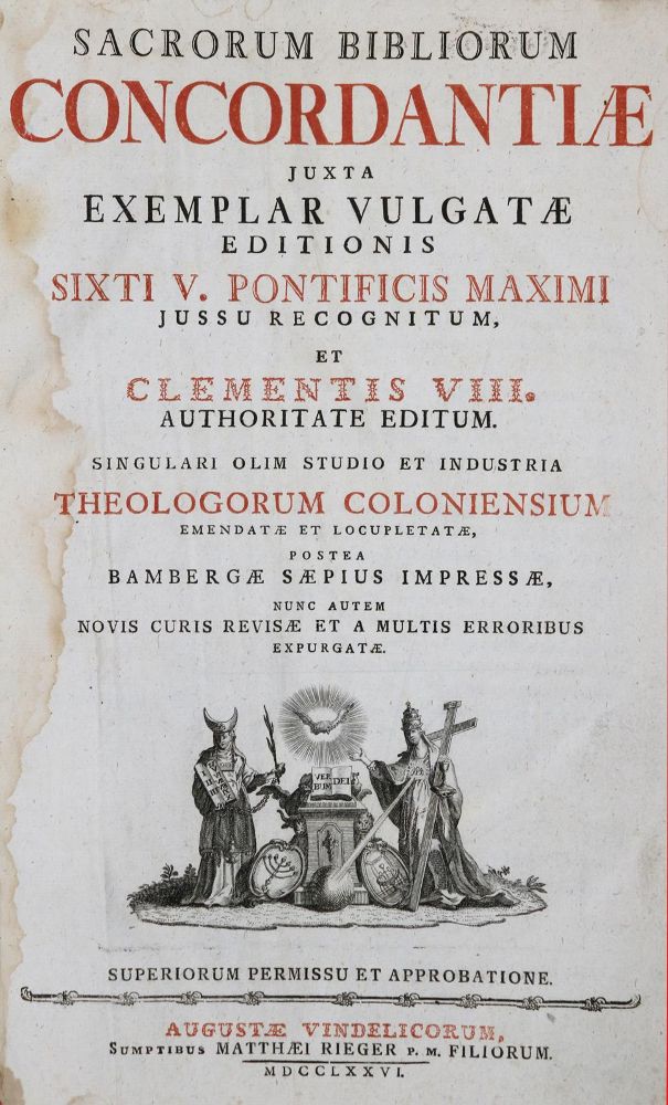 Große Abbildung Nr.1: 136-50 Sacrorum Bibliorum Concordantiae: (Bibeln, Konkordanz)
