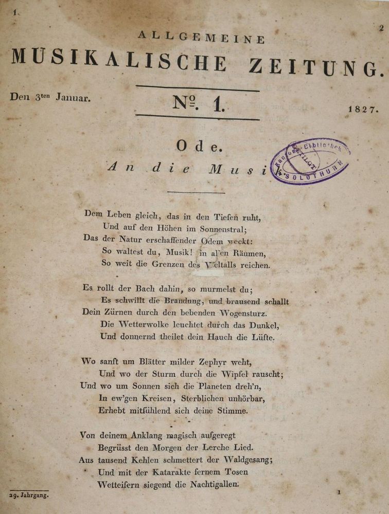 Große Abbildung Nr.1: 136-534 Allgemeine Musikalische Zeitung.: (Musik)