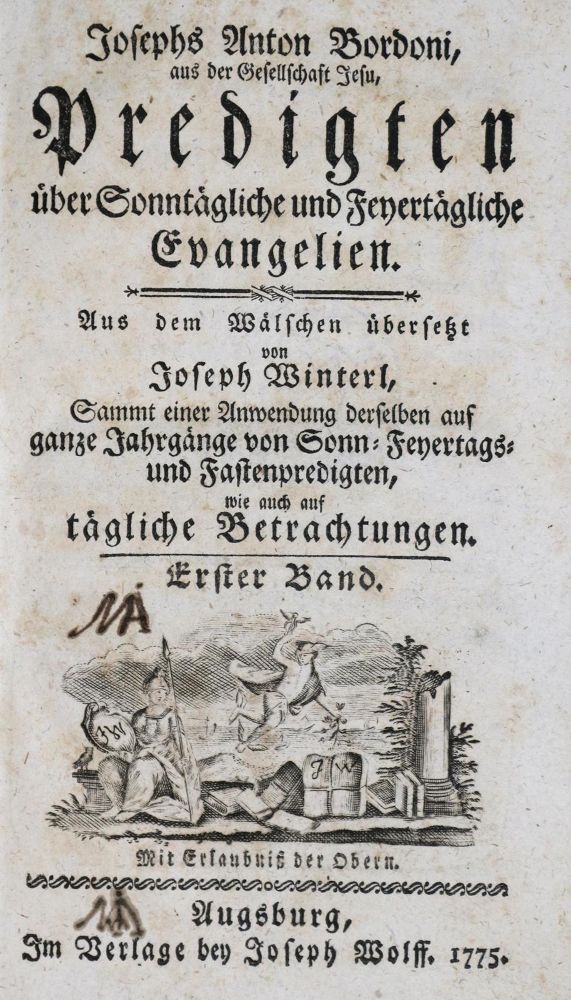 Große Abbildung Nr.1: 136-60 Bordoni,J.A.: (Alte Drucke, Handschriften und Theologie)