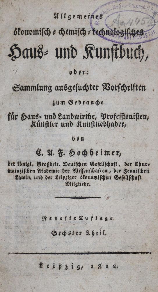 Große Abbildung Nr.1: 136-625 Hochheimer,C.F.A.: (Küche und Haushalt, Haushalt)