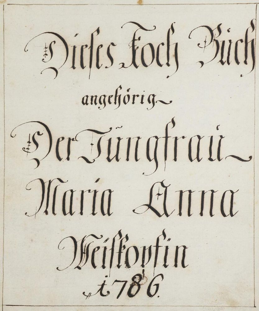 Große Abbildung Nr.1: 136-633 Weiskopf, Anna Maria.: (Küche und Haushalt, Kochbücher, Handschrift)
