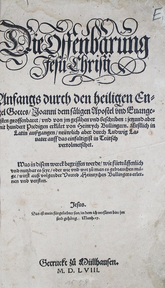 Große Abbildung Nr.1: 136-71 Bullinger,H.: (Alte Drucke, Handschriften und Theologie)